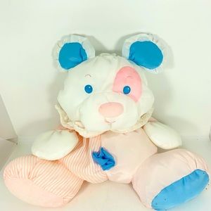 Fisher Price Puffalump Puppy Dog Rattle Plush Doll Pink Blue 1356 - 1988